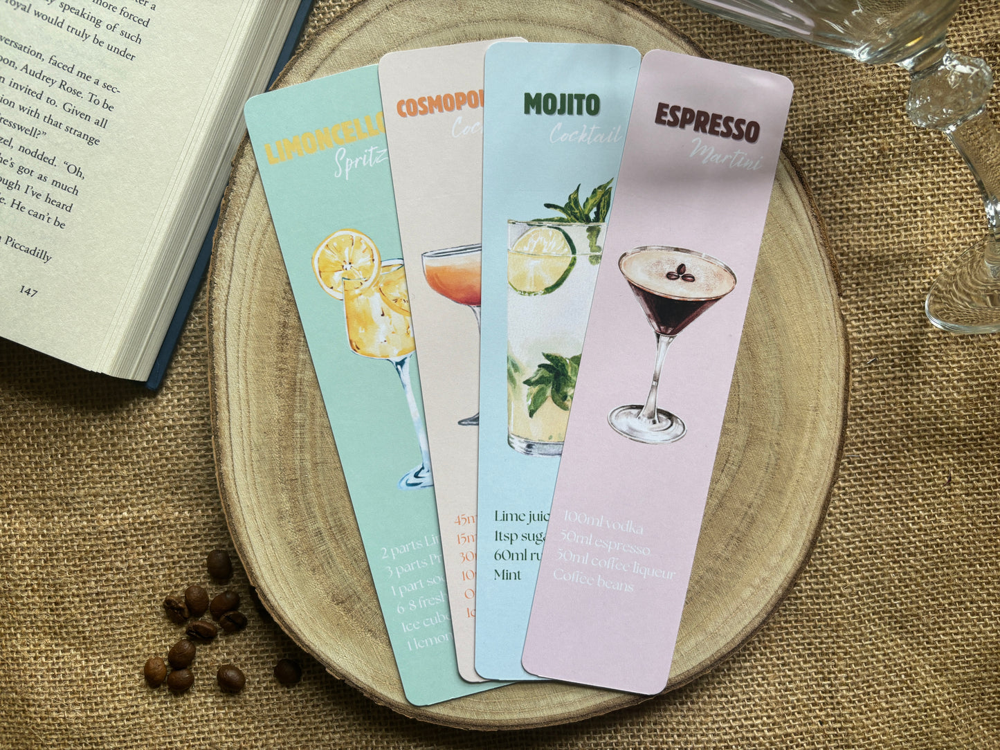 Cocktail Recipe Bookmark Set
