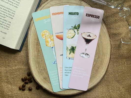 Cocktail Recipe Bookmark Set