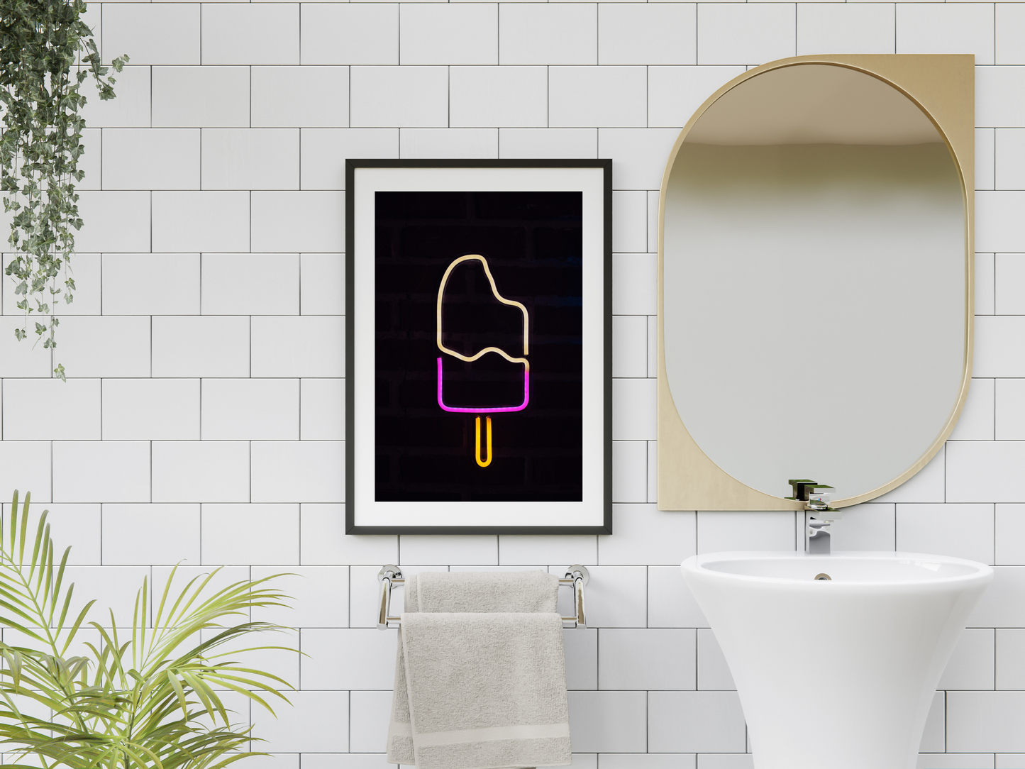 Ice Lolly Line Art Neon Print