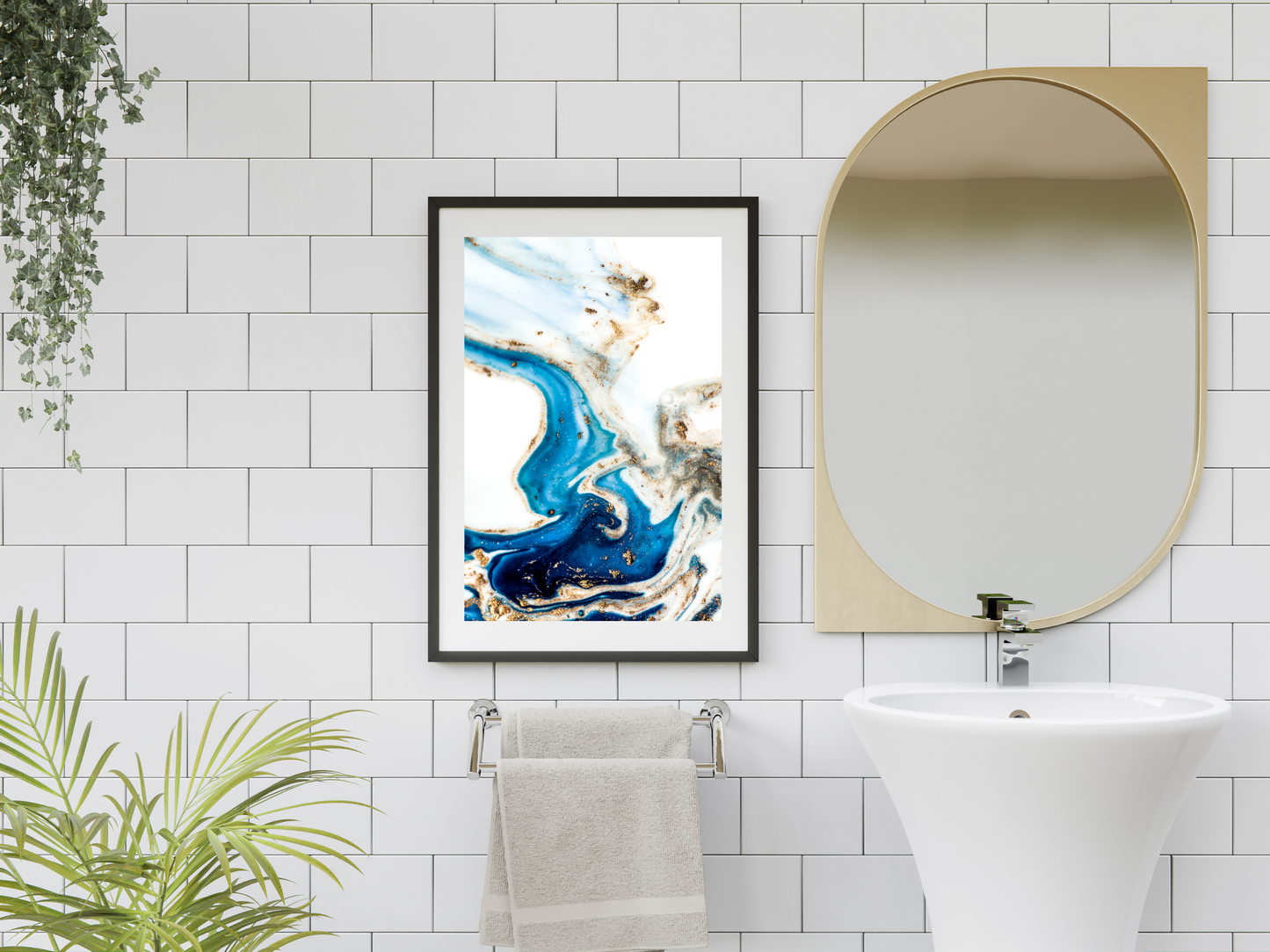 Blue and Gold Marble Print