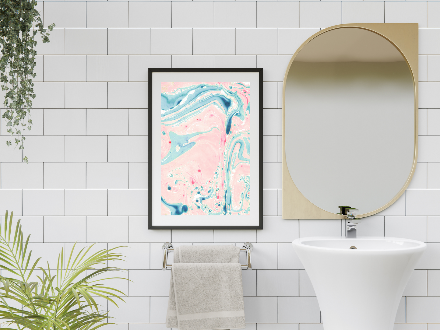 Pink and Blue Marble Print