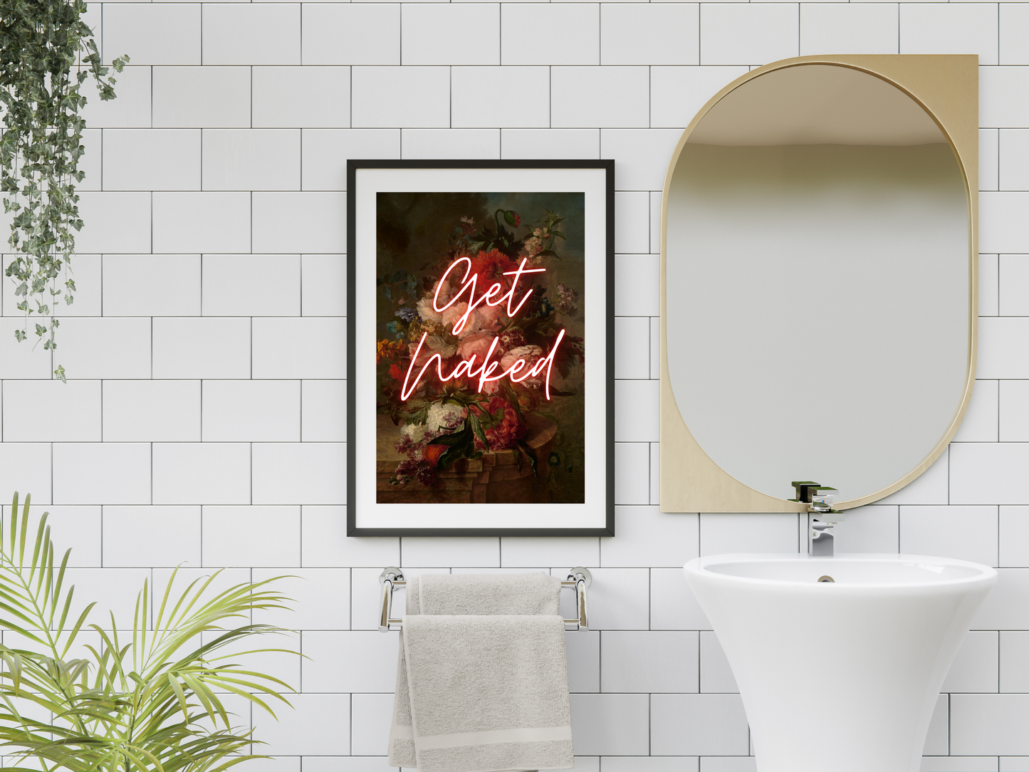 Get Naked Neon Bathroom Poster | Maximalist Wall Art