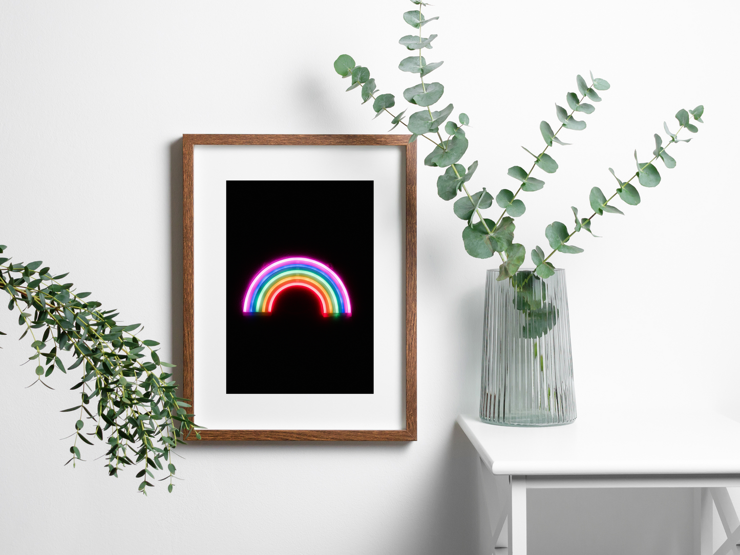 Rainbow Line Art Neon Print