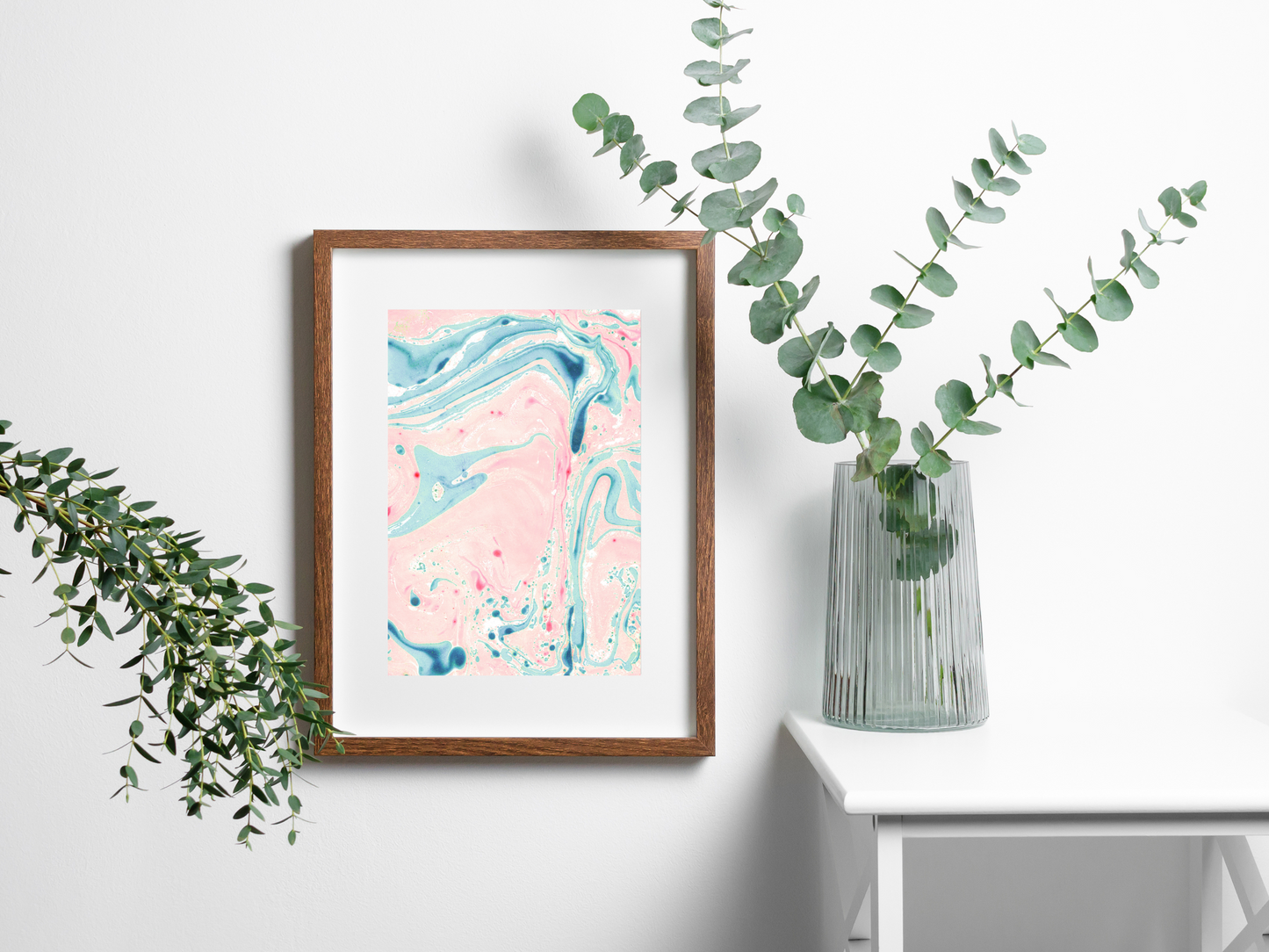 Pink and Blue Marble Print