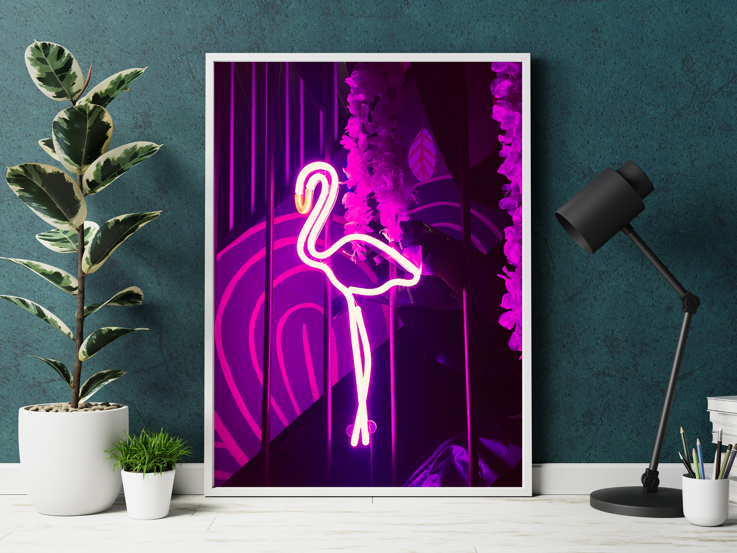 Flamingo Purple Neon Print