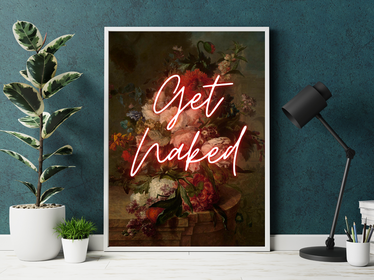 Get Naked Neon Bathroom Poster | Maximalist Wall Art