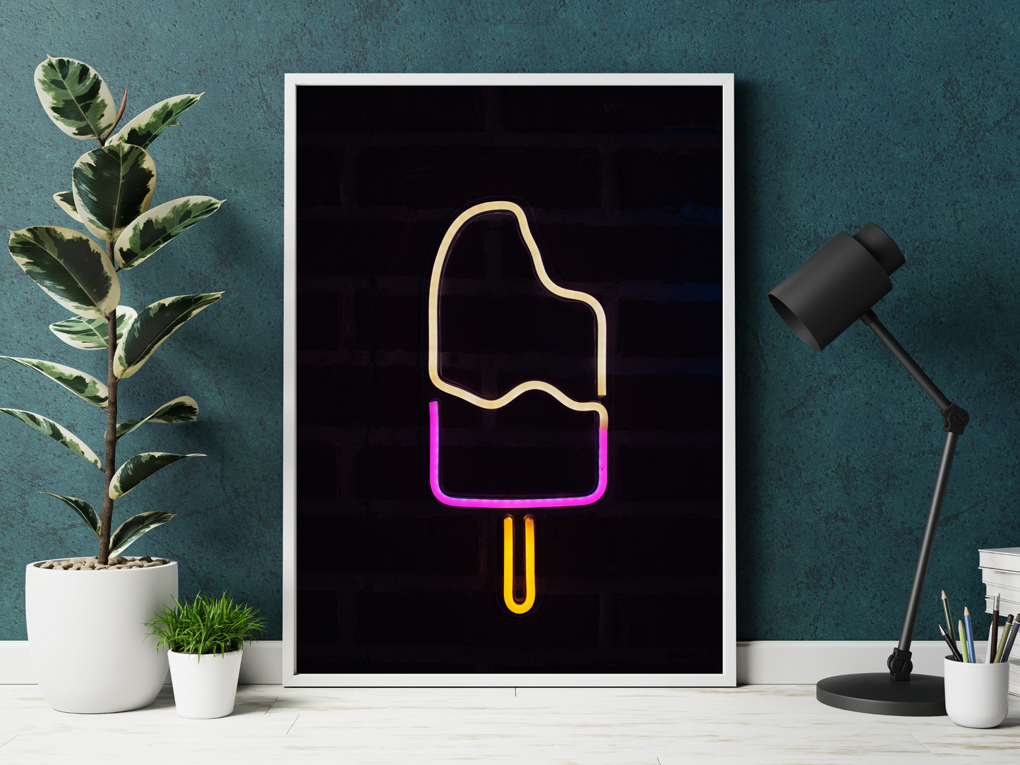 Ice Lolly Line Art Neon Print