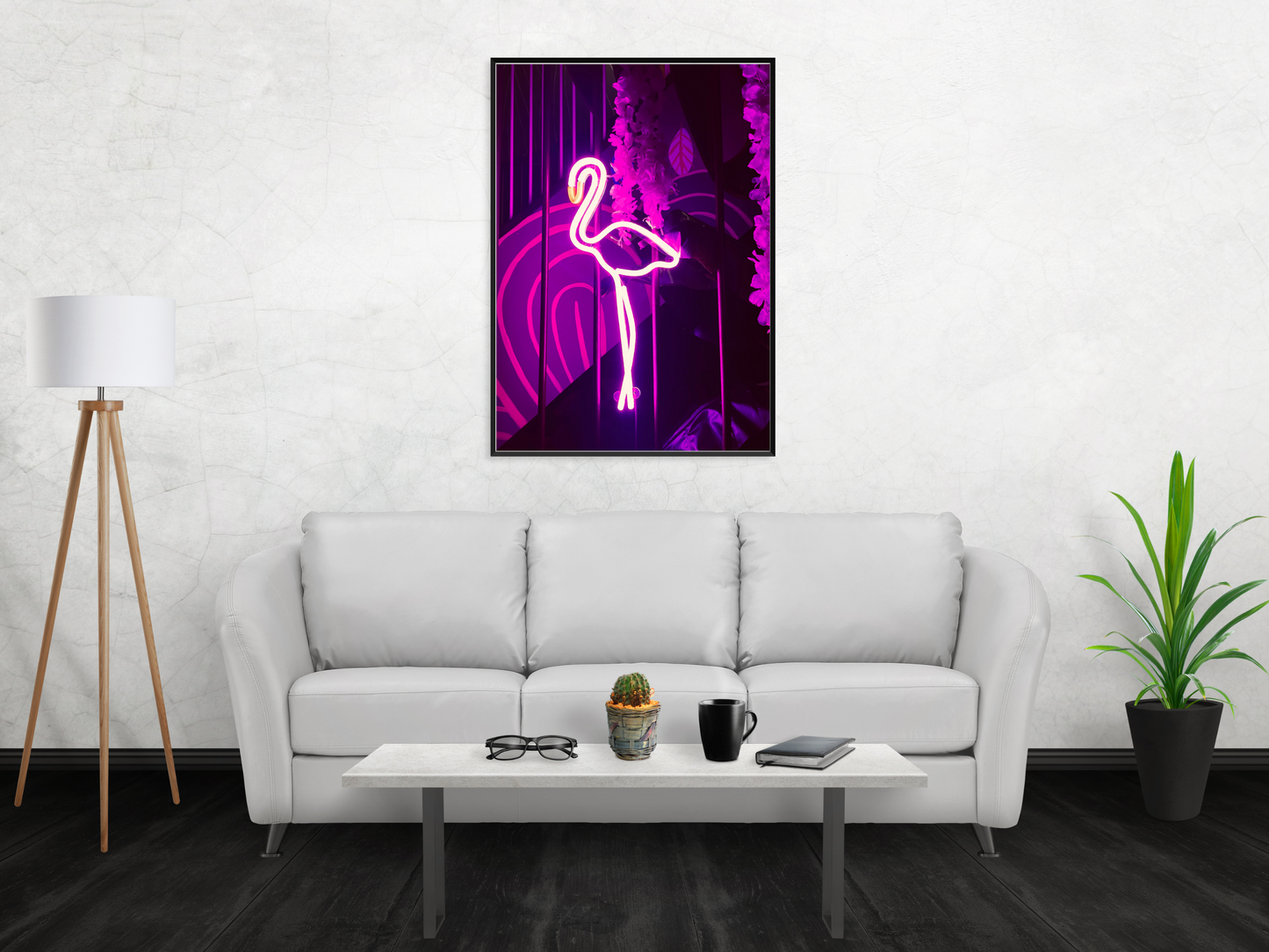 Flamingo Purple Neon Print