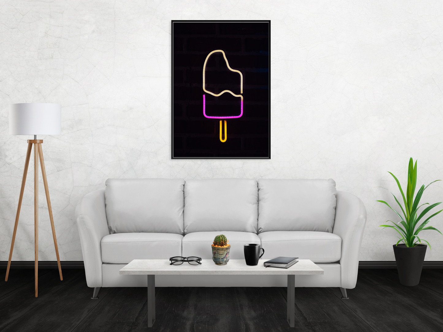 Ice Lolly Line Art Neon Print