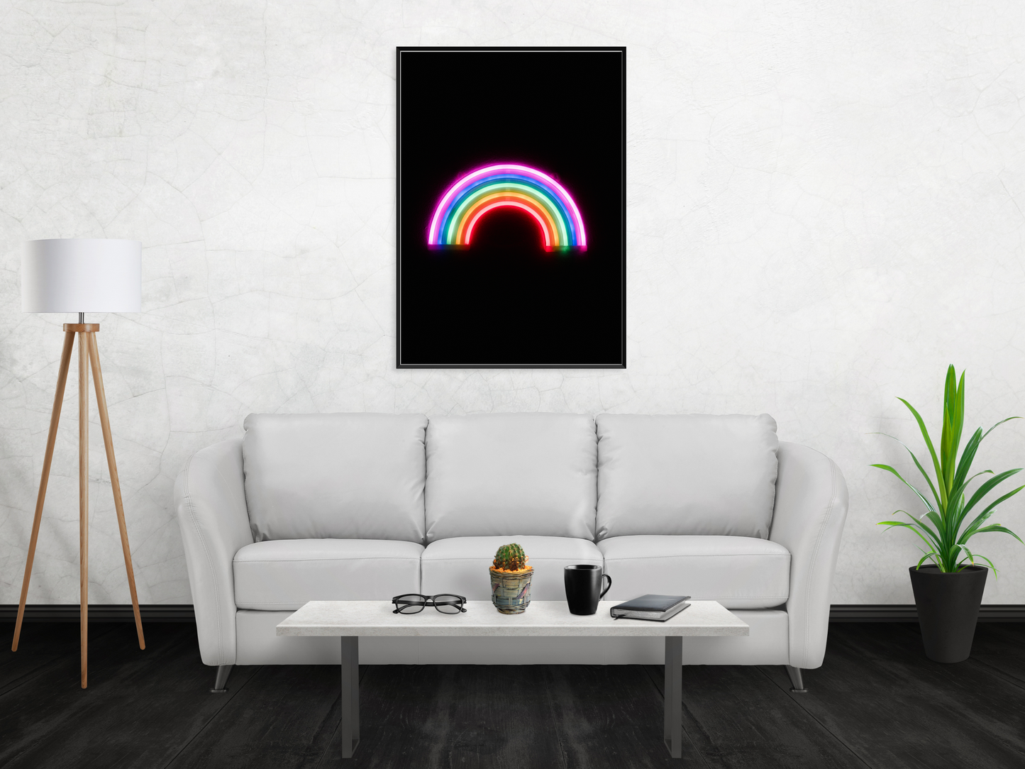 Rainbow Line Art Neon Print