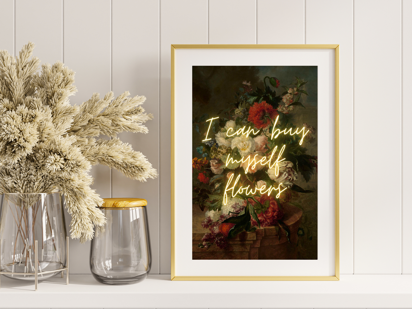 I Can Buy Myself Flowers Neon Poster | Maximalist Wall Art