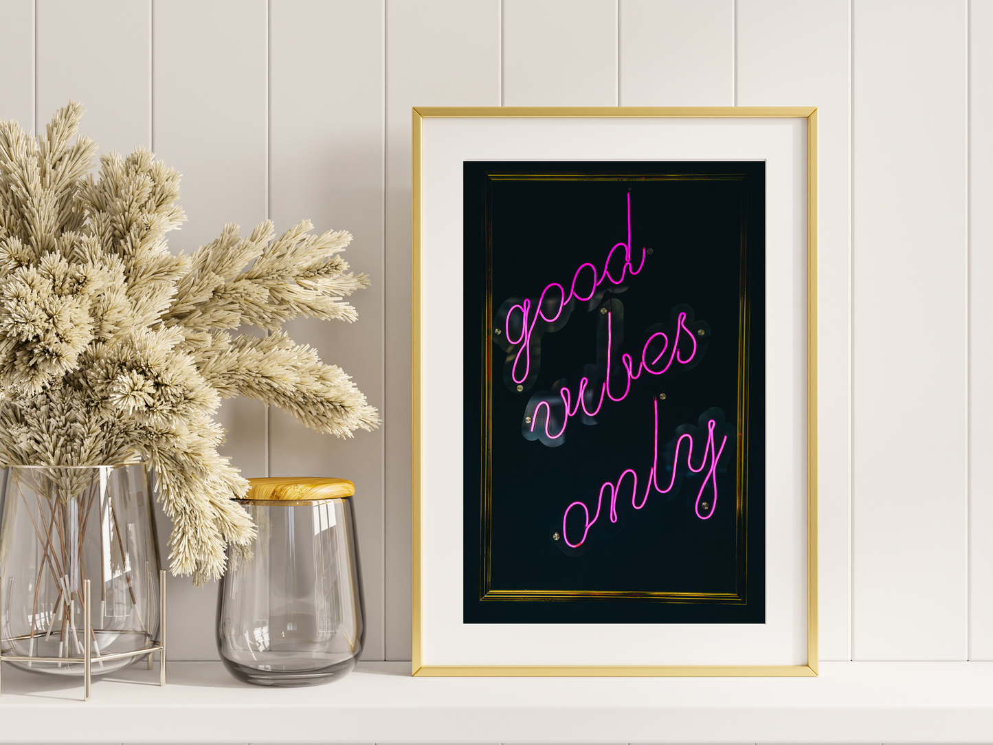 Good Vibes Only Neon Quote Print