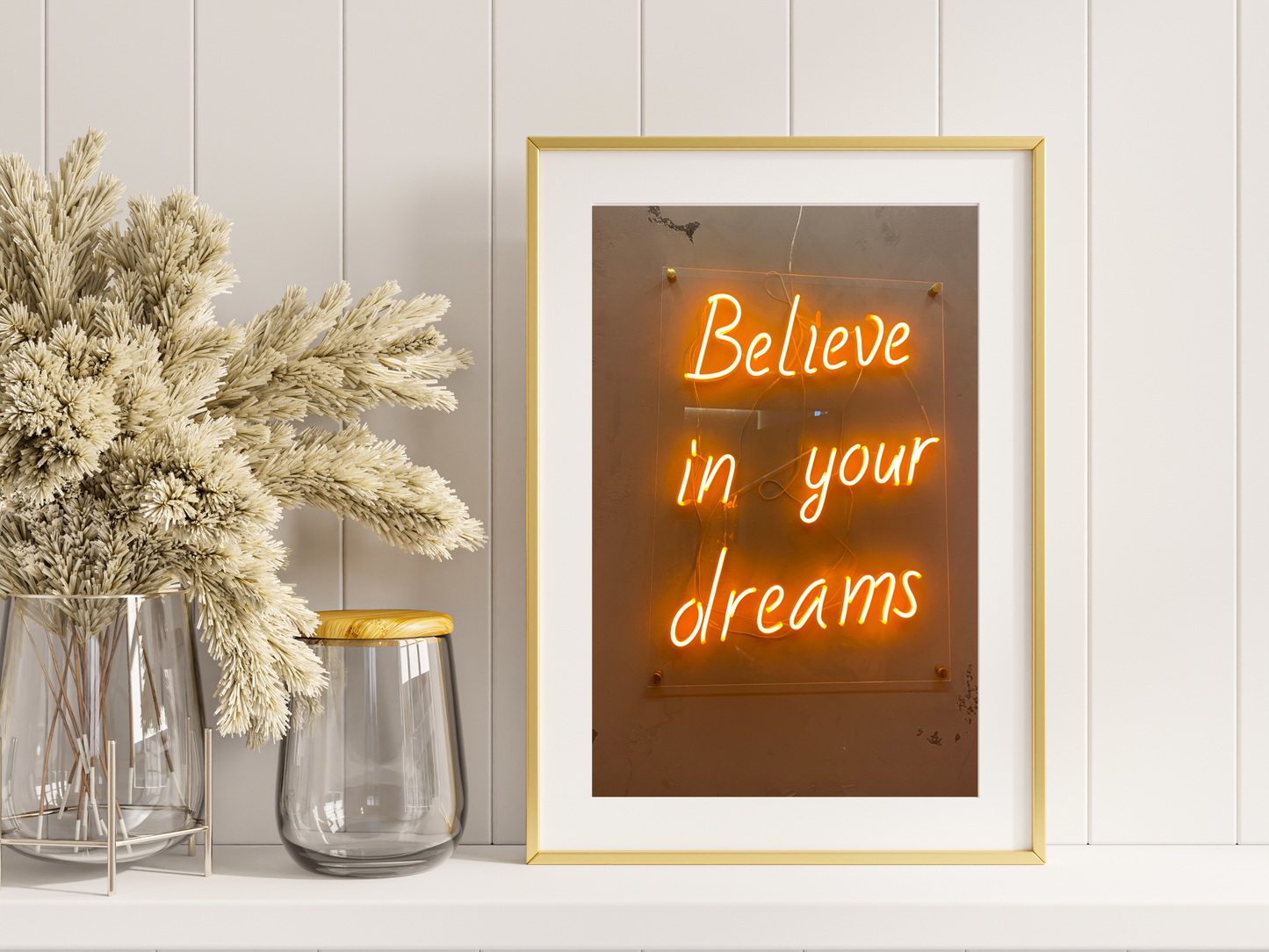 Believe in Your Dreams Neon Quote Print