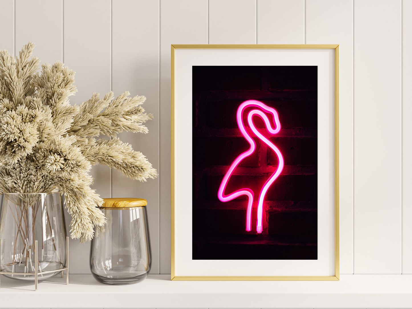 Pink Flamingo Neon Print