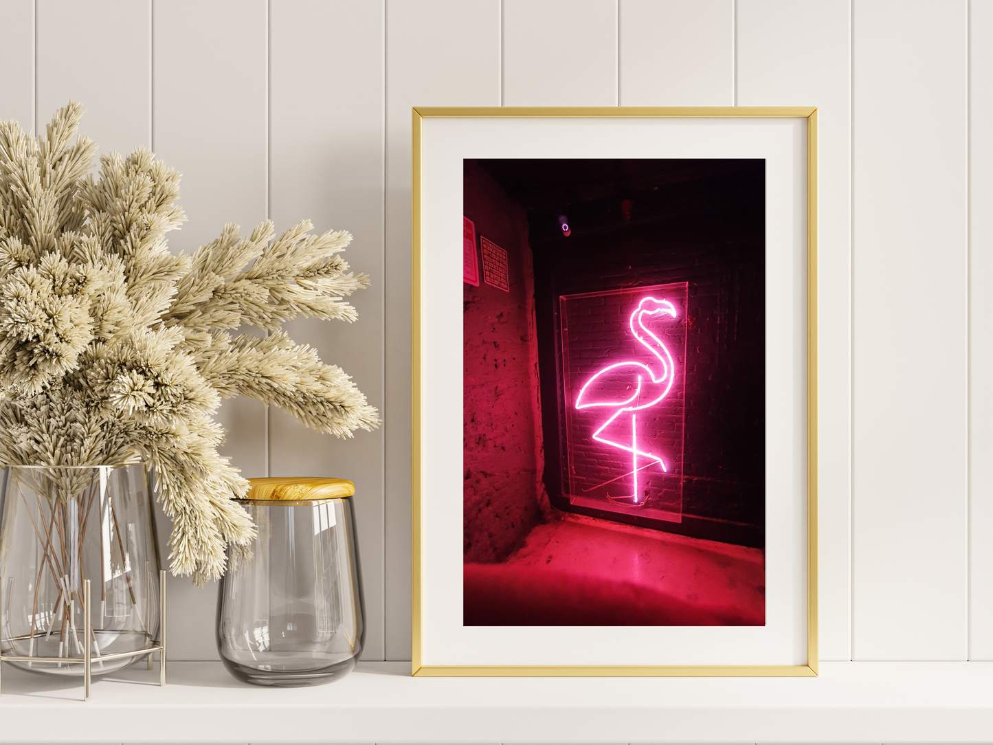 After Midnight Neon Pink Flamingo Print