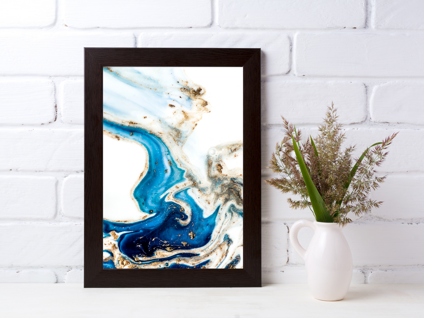 Blue and Gold Marble Print