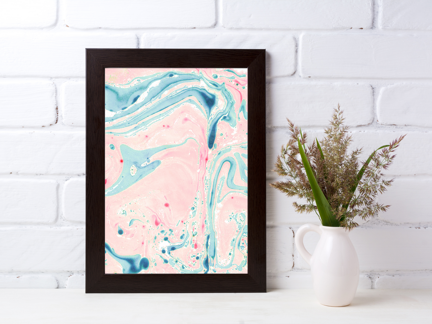 Pink and Blue Marble Print