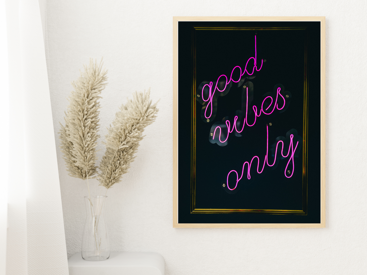 Good Vibes Only Neon Quote Print