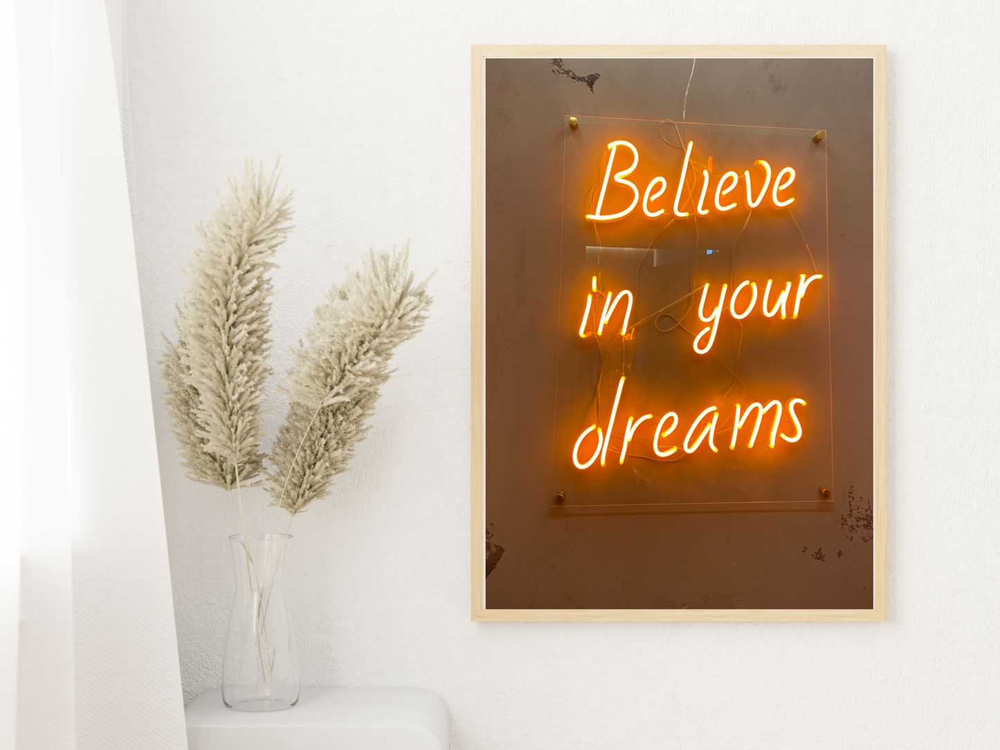 Believe in Your Dreams Neon Quote Print