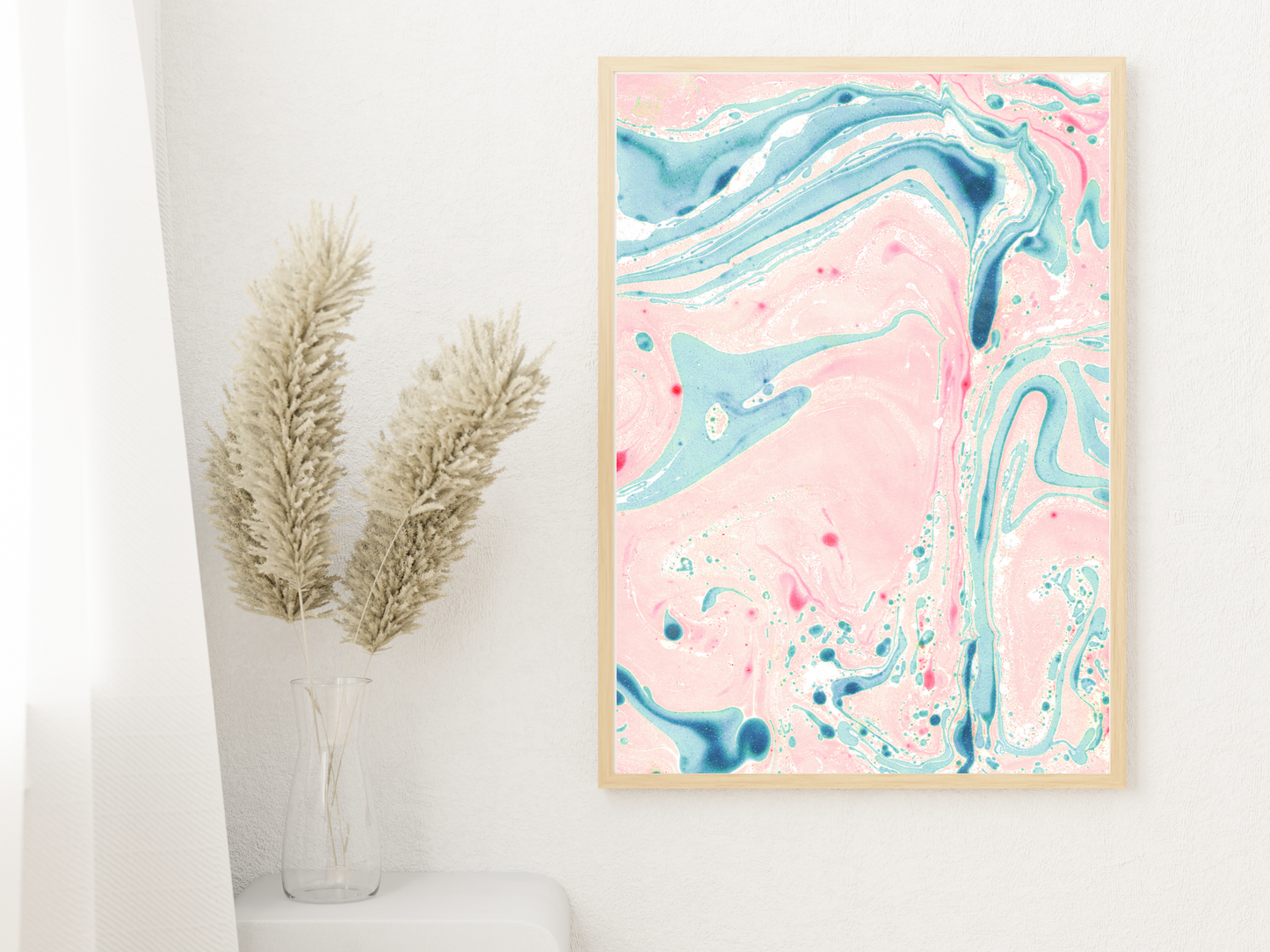 Pink and Blue Marble Print