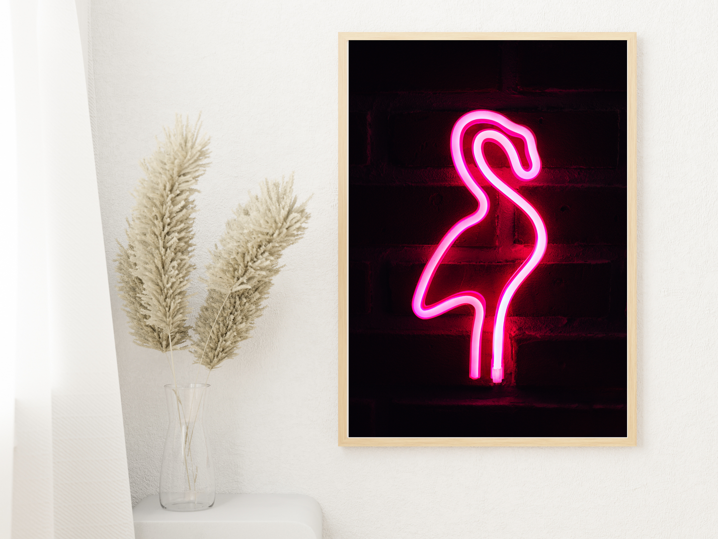 Pink Flamingo Neon Print