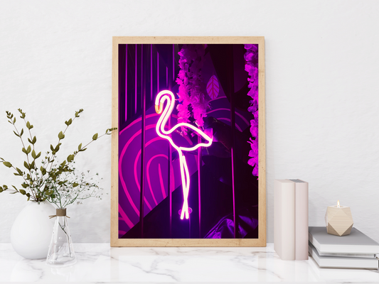 Flamingo Purple Neon Print