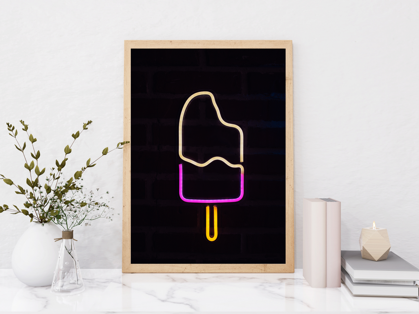 Ice Lolly Line Art Neon Print