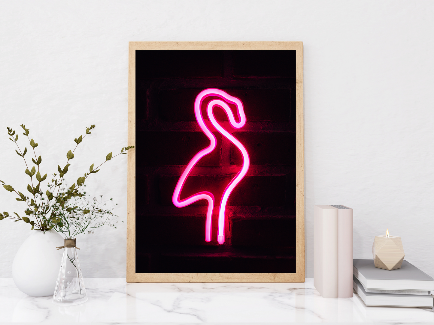 Pink Flamingo Neon Print