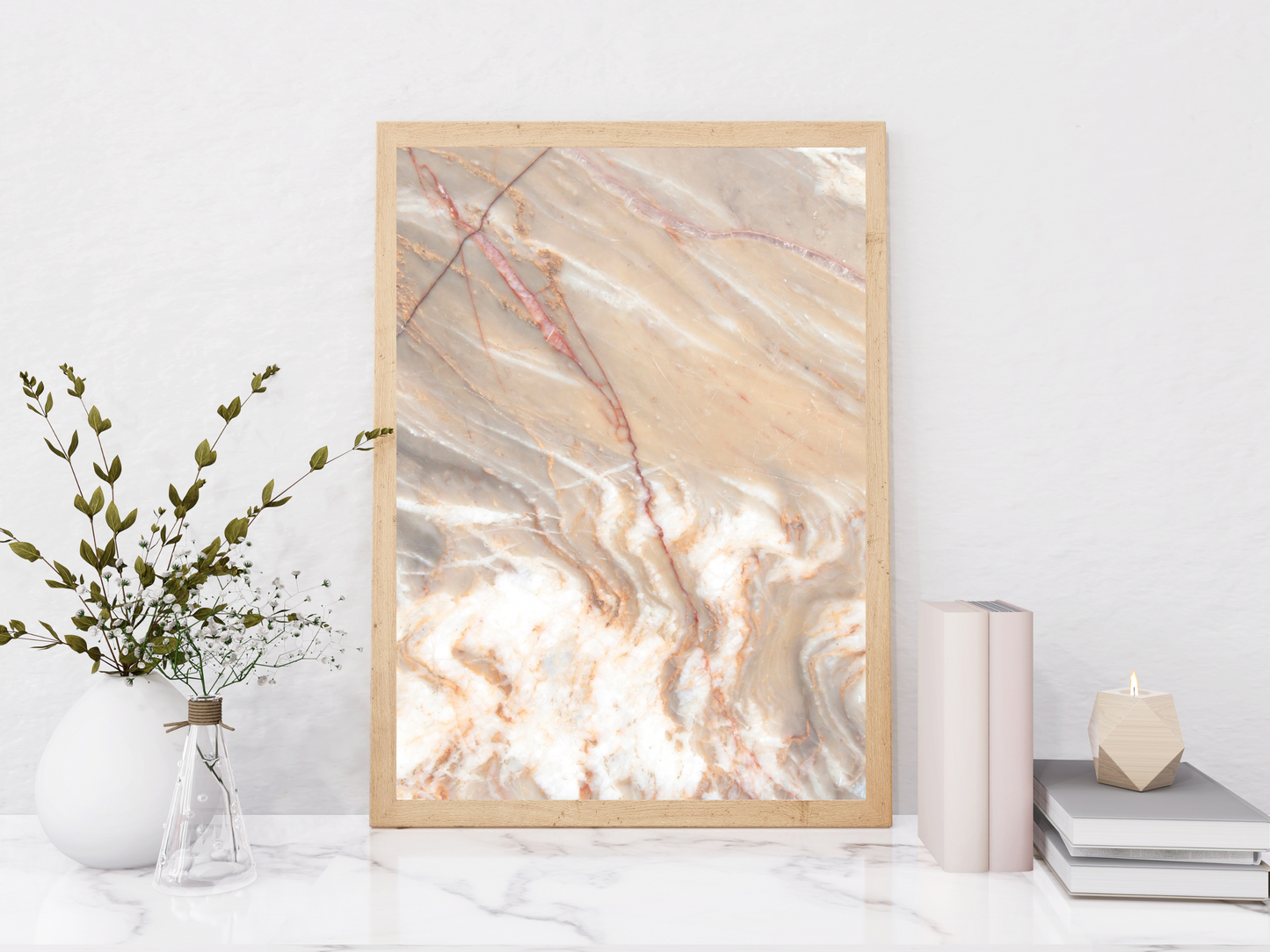 Gold Neutral Marble Print