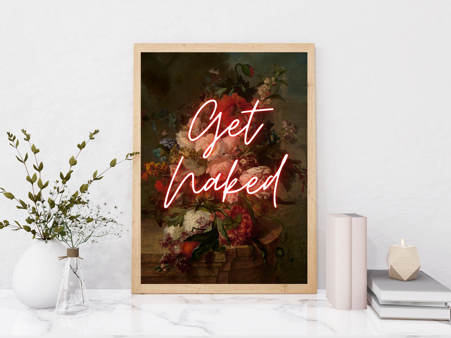 Get Naked Neon Bathroom Poster | Maximalist Wall Art