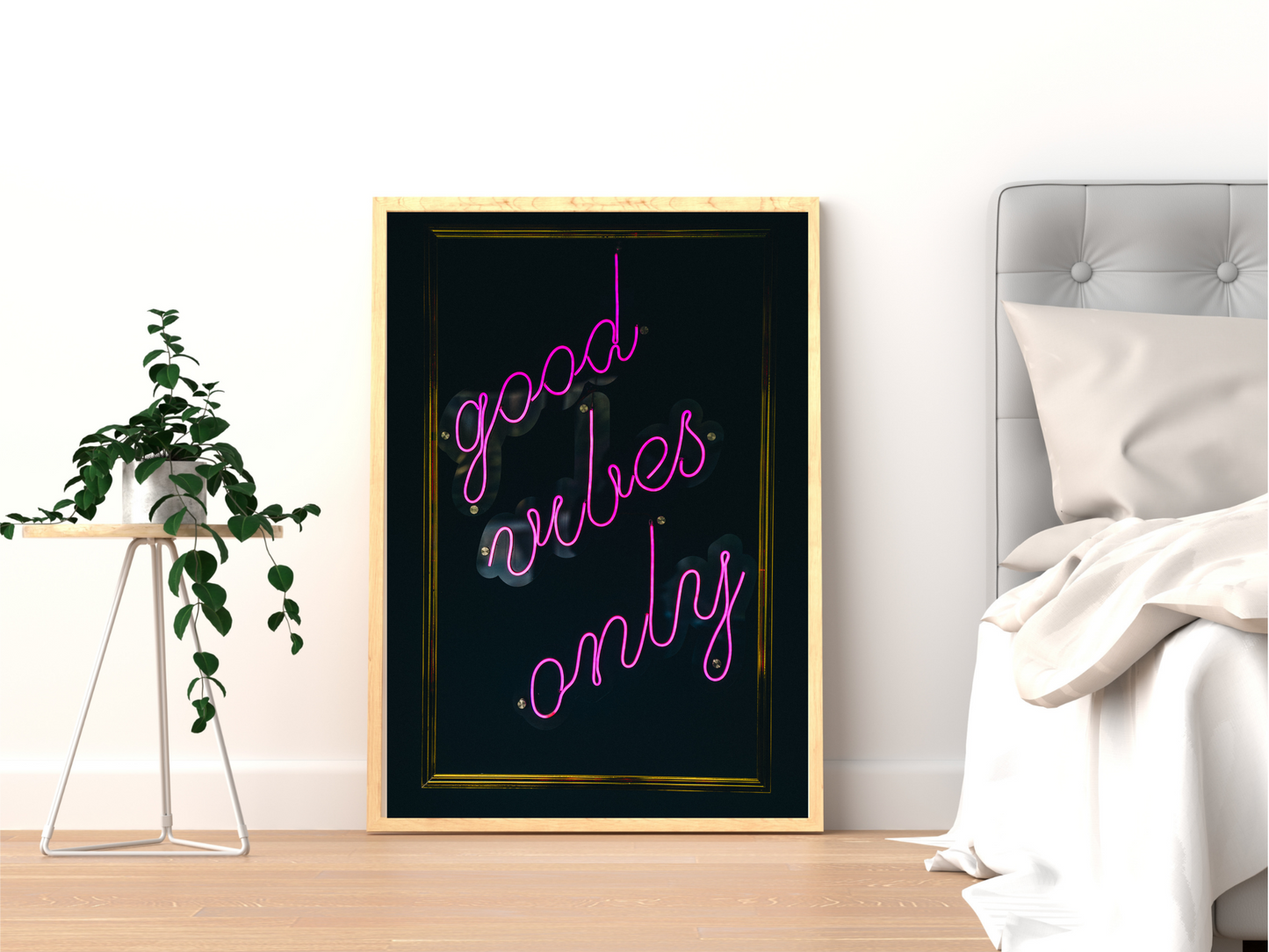 Good Vibes Only Neon Quote Print