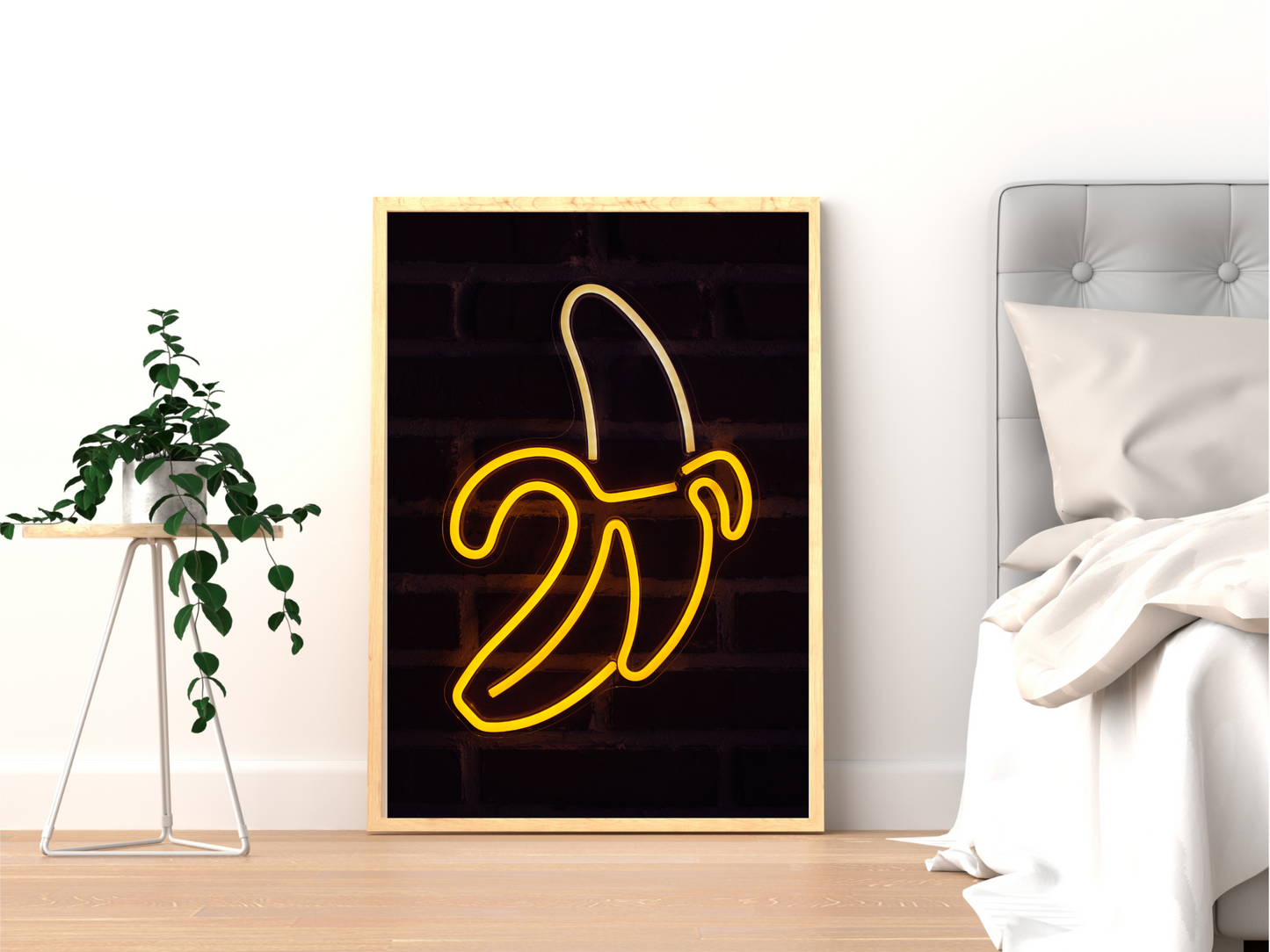 Banana Line Art Neon Print