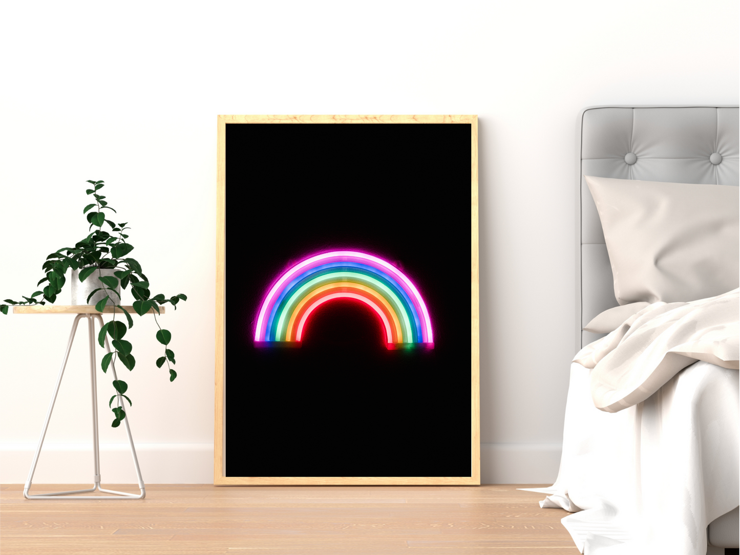 Rainbow Line Art Neon Print