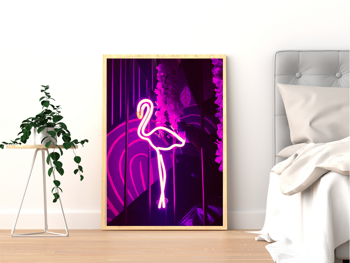 Flamingo Purple Neon Print