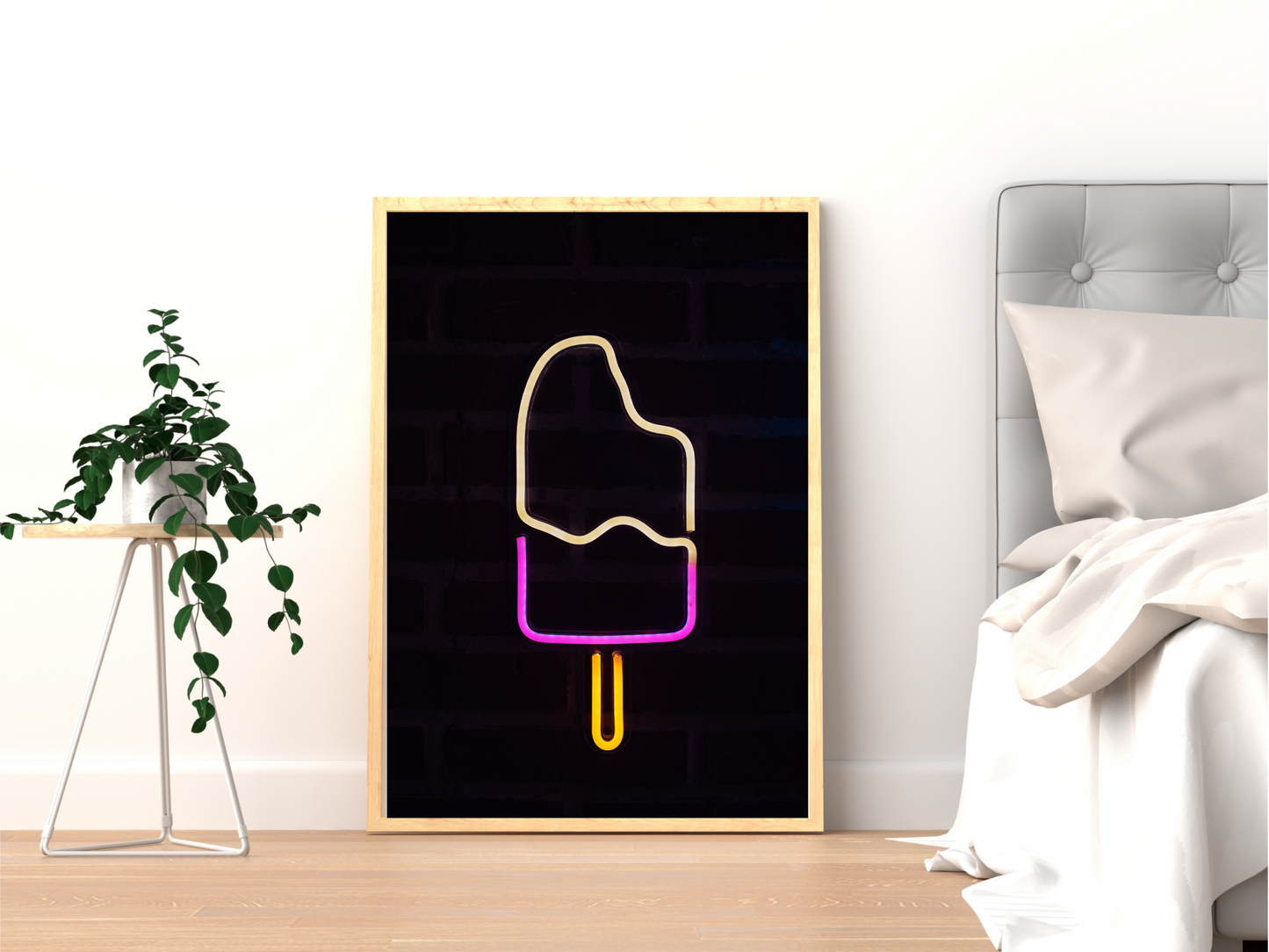 Ice Lolly Line Art Neon Print