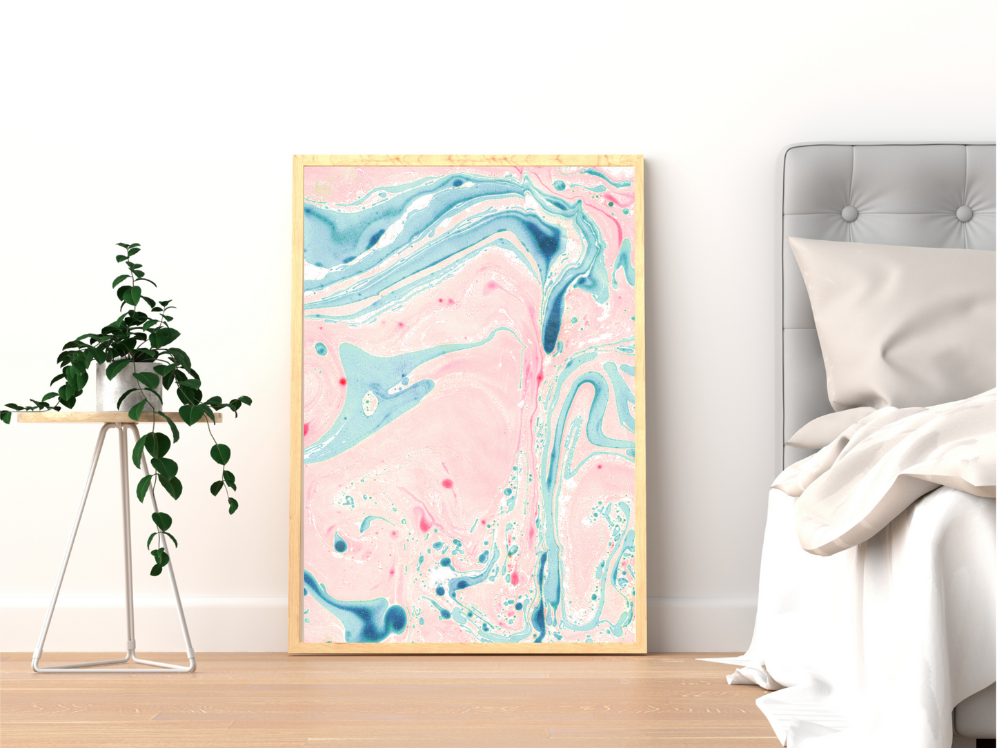 Pink and Blue Marble Print