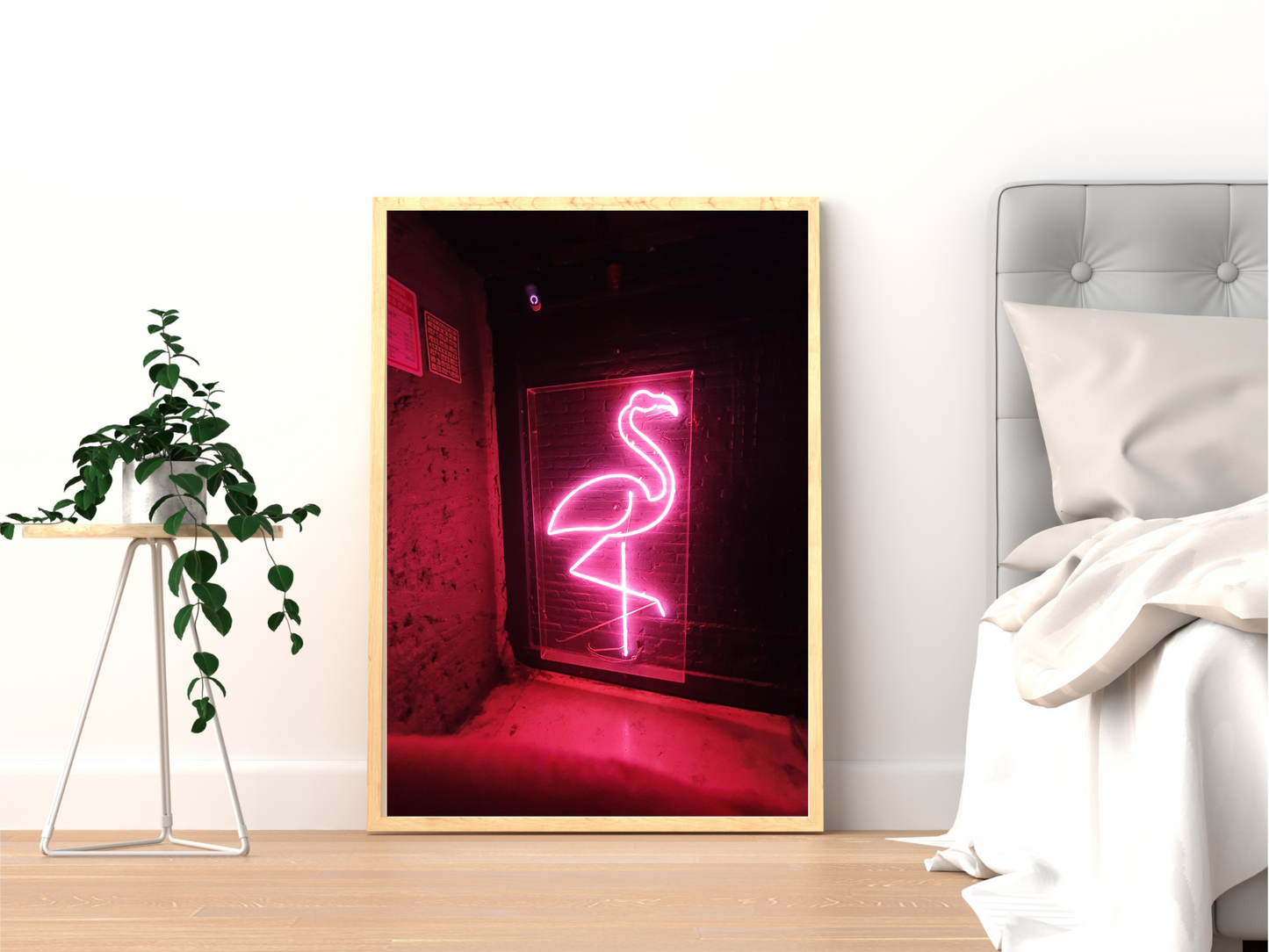 After Midnight Neon Pink Flamingo Print