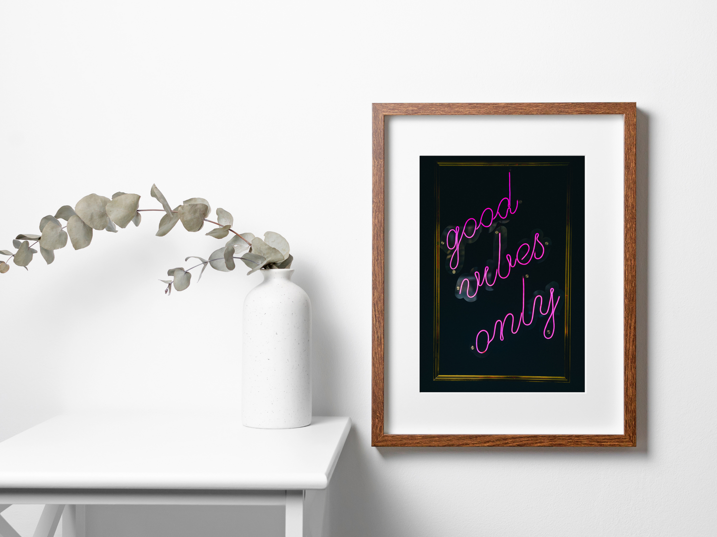 Good Vibes Only Neon Quote Print