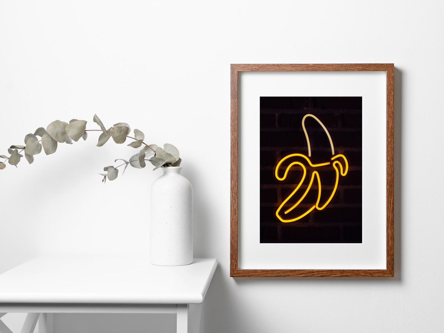 Banana Line Art Neon Print