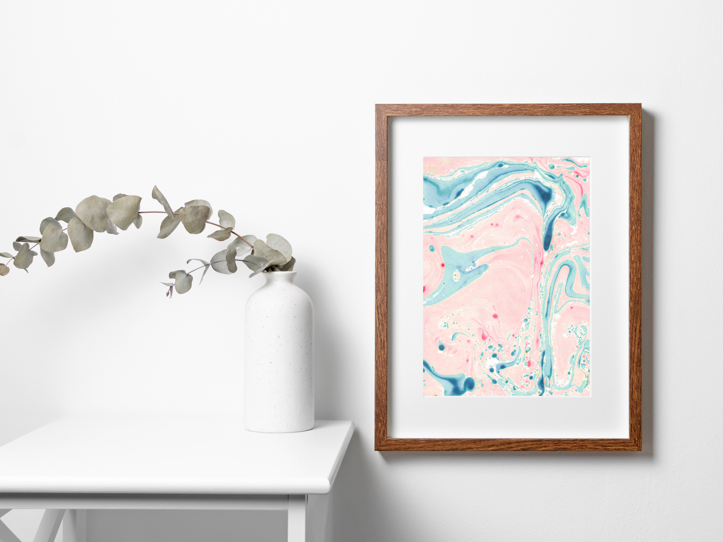 Pink and Blue Marble Print