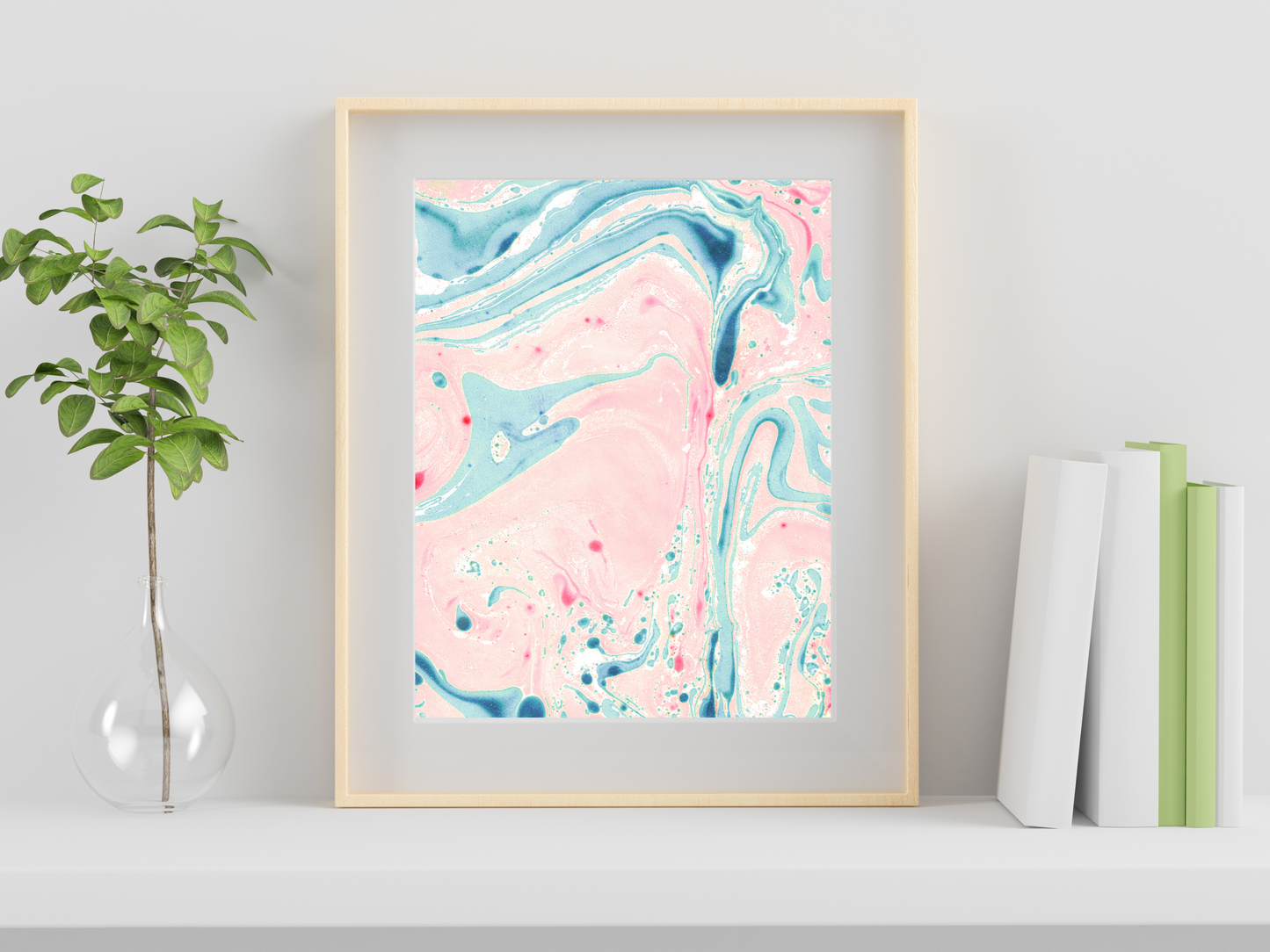 Pink and Blue Marble Print