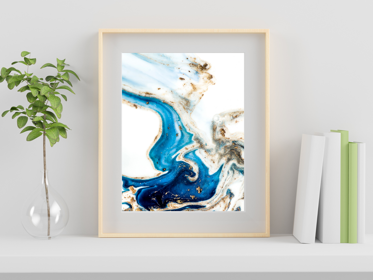 Blue and Gold Marble Print