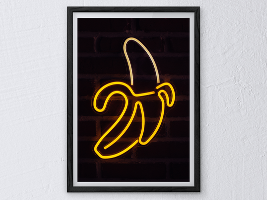 Banana Line Art Neon Print