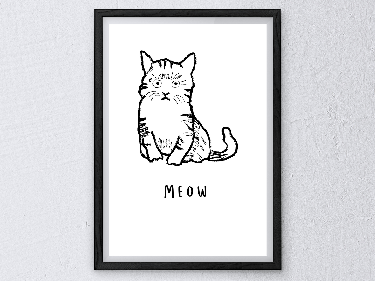 Meow Cat Line Drawing Print