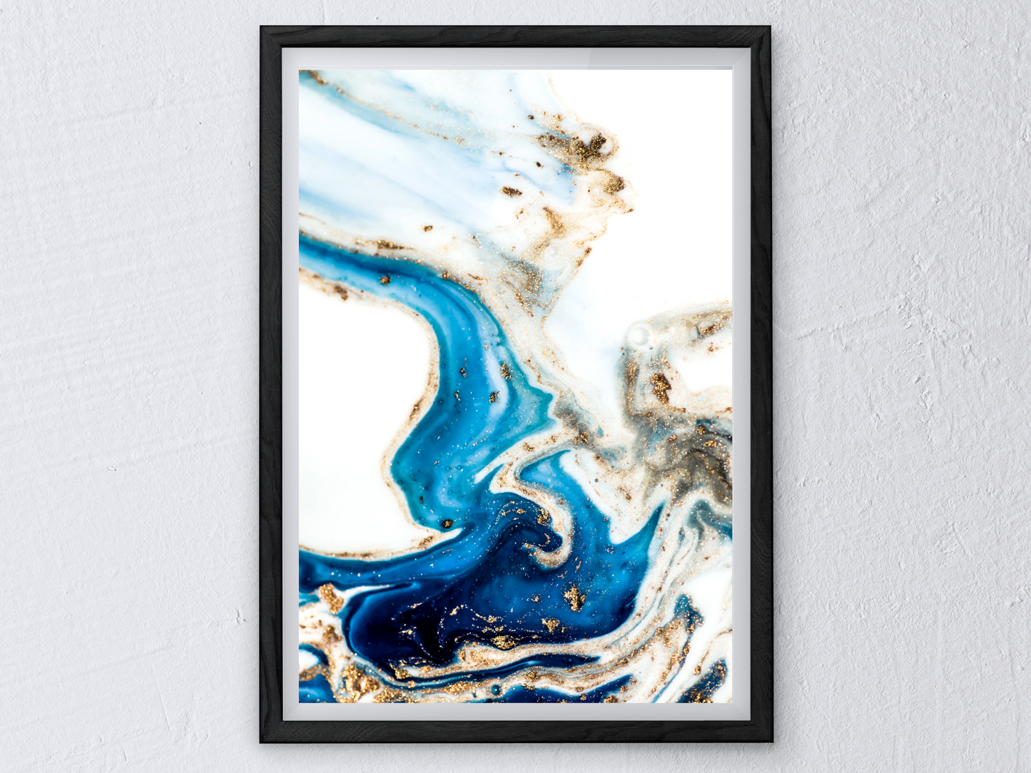 Blue and Gold Marble Print