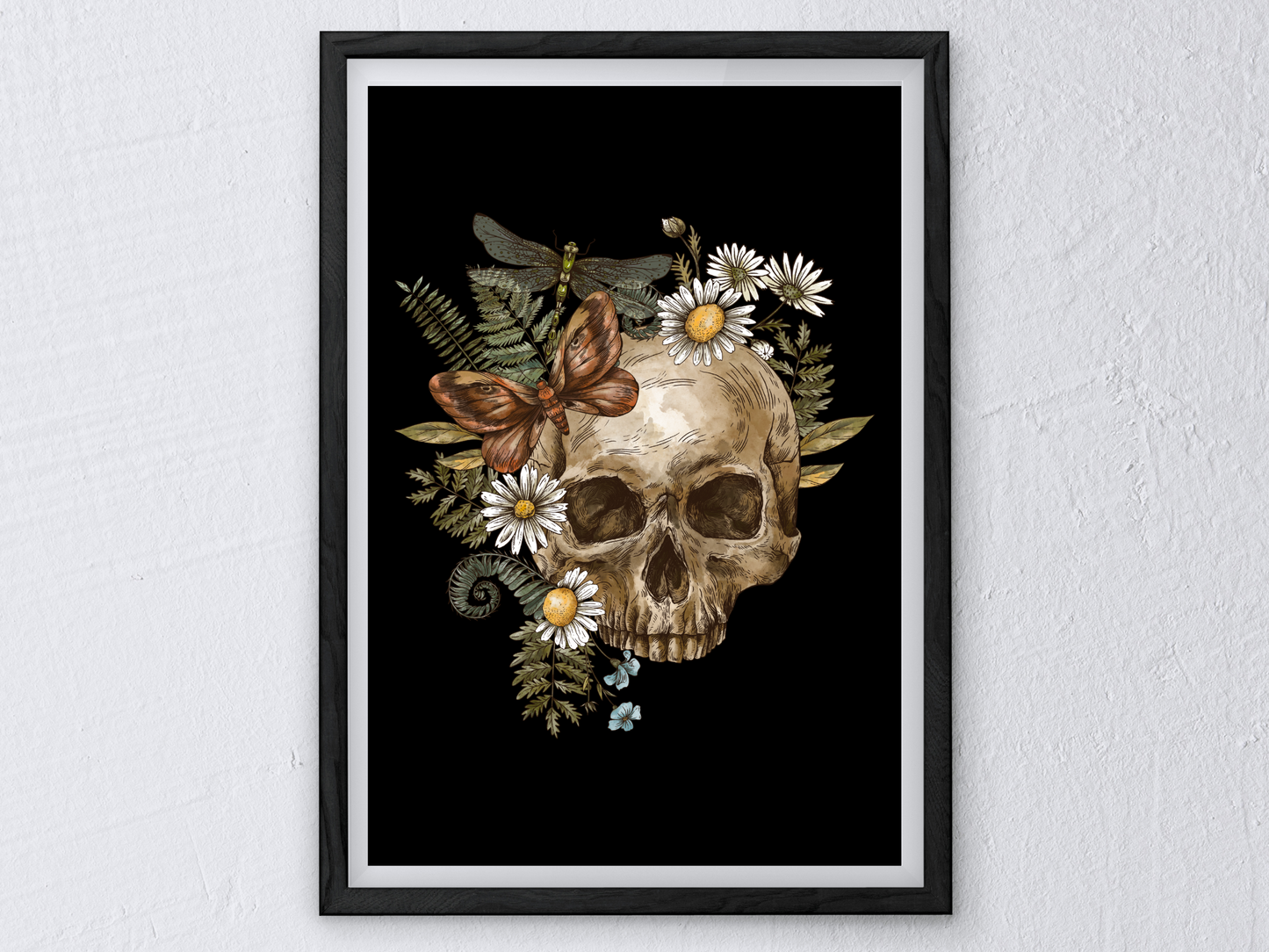 Skull and Flowers Gothic Print