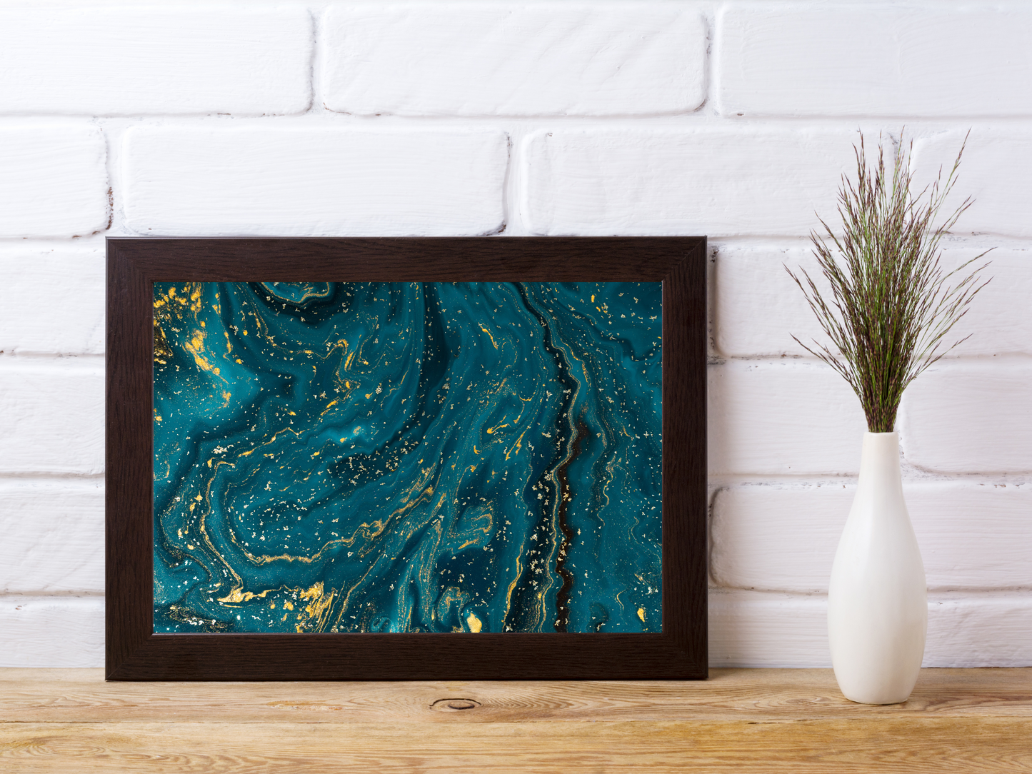 Blue and Gold Marble Landscape Print