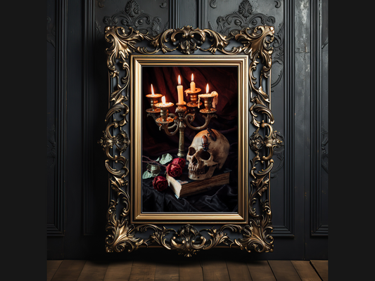 Skull and Candles Gothic Print