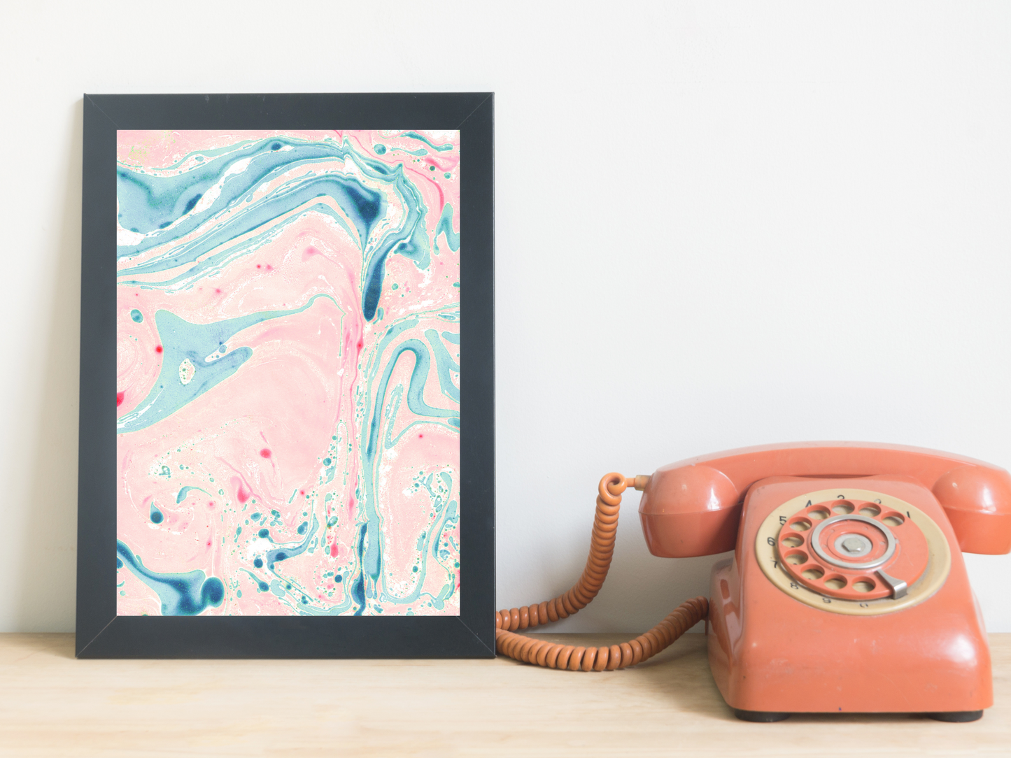 Pink and Blue Marble Print