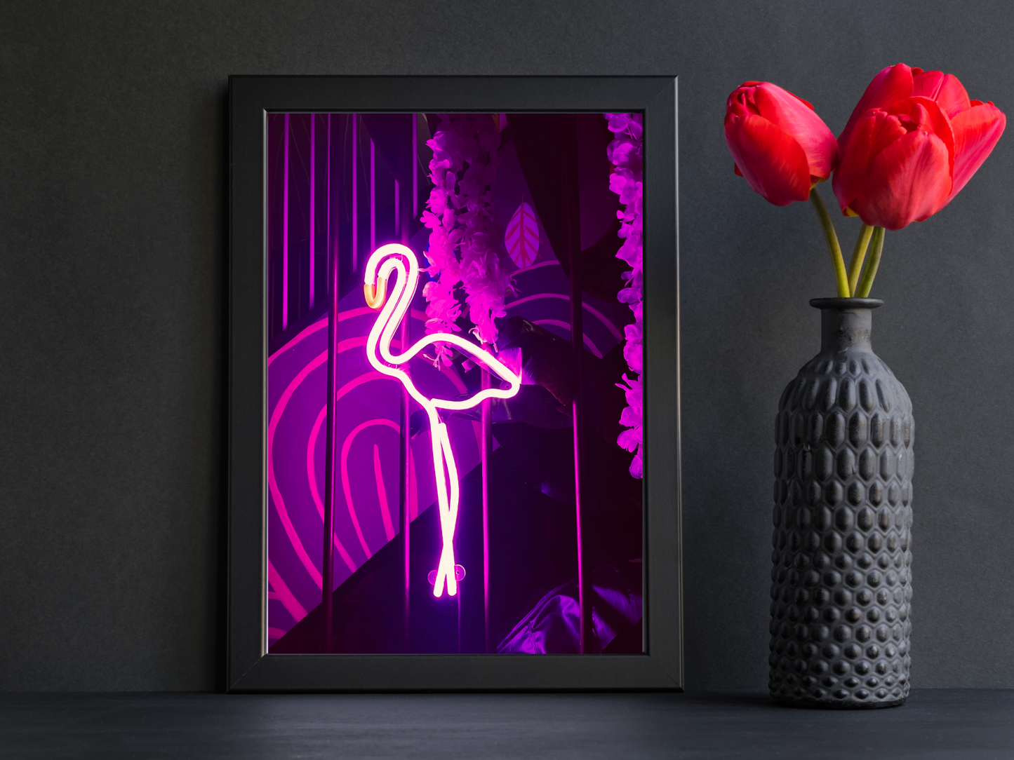 Flamingo Purple Neon Print